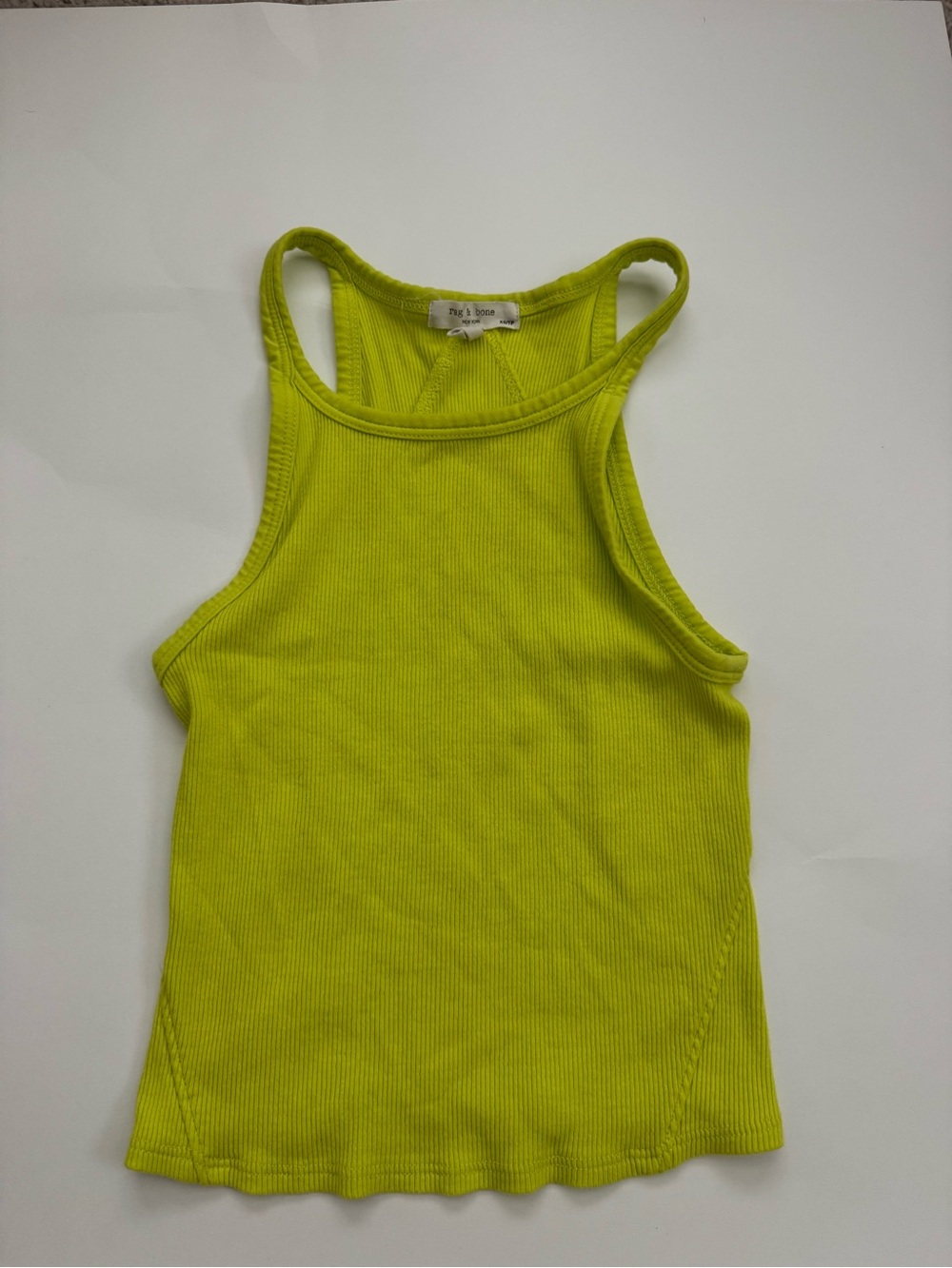 Rag & Bone Neon Green Ribbed cropped Tank Top XS